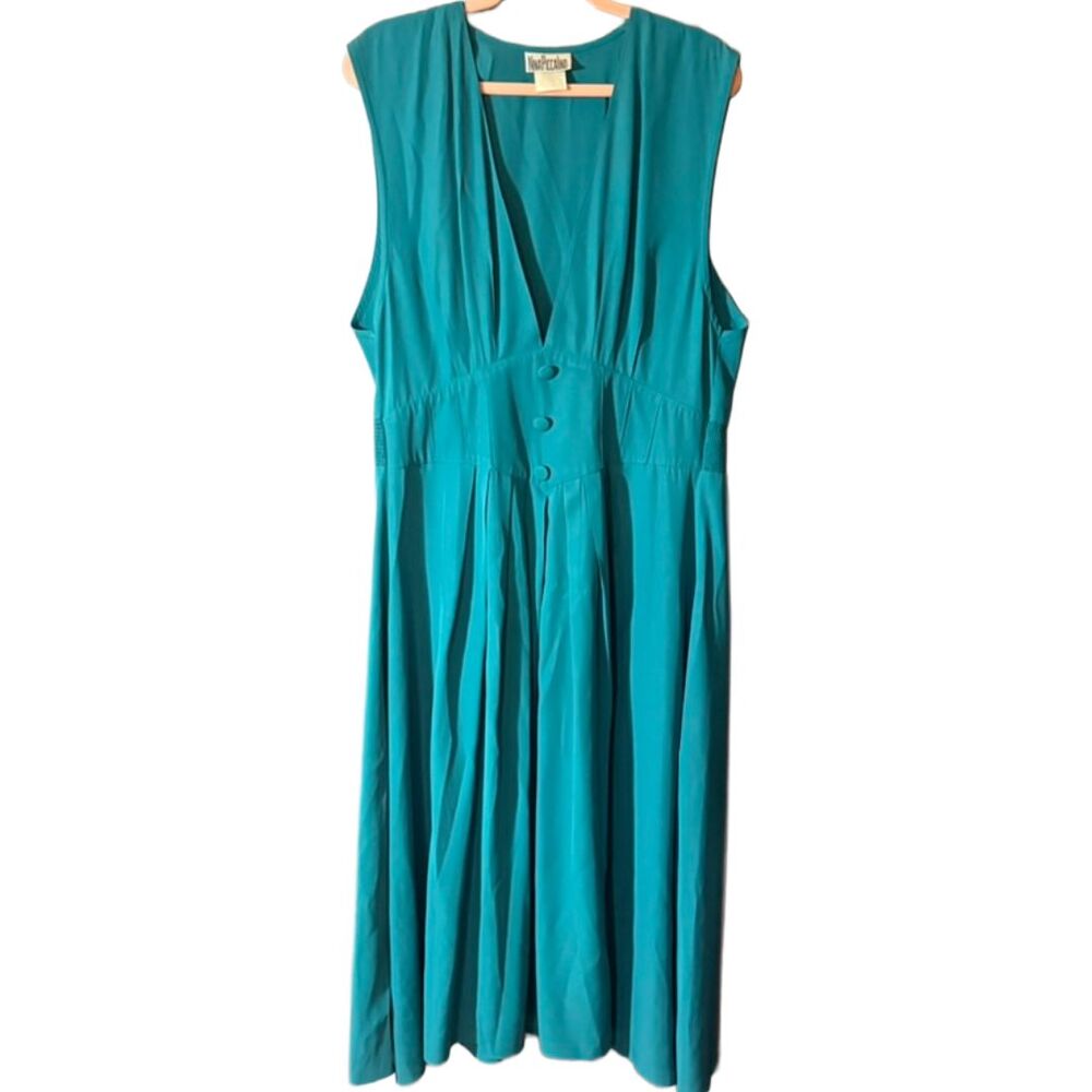 Vintage 90s Nina Piccalino Teal Midi Dress | Wedding Guest Bridesmaid - Picture 2 of 9